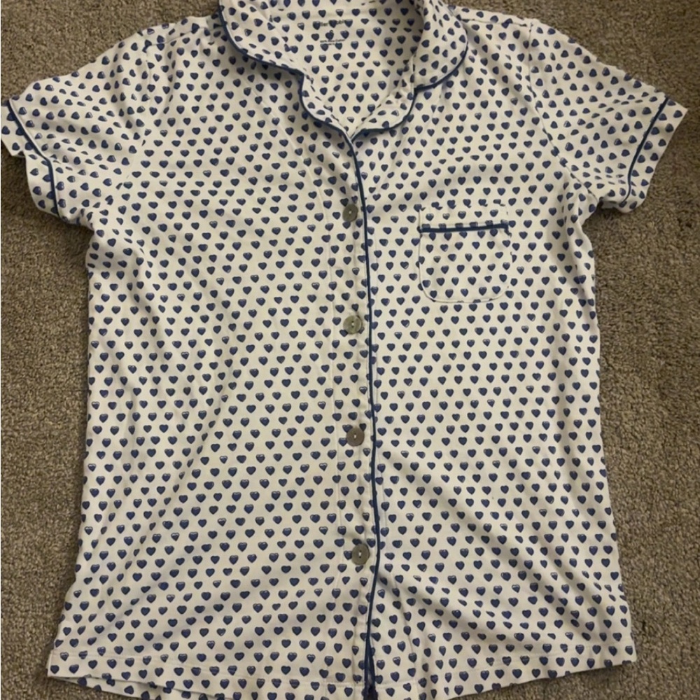 Roller Rabbit Blue Heart Print Top